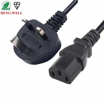 Conector ASTA C13 Cordón de alimentación del Reino Unido BSI Cables del Reino Unido Fuse 3 pin Electrónica de consumo 250A 13A Cable de alimentación de CA