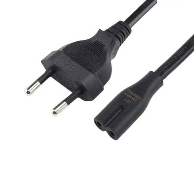 Para Rusia CE VDE ENEC AC Europ 2 Prong IEC C7 Enchufe eléctrica 2.5A 250V 2 pines Eu Cordones de alimentación