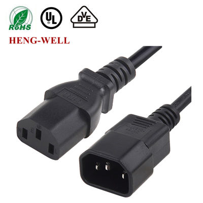 Cordón de extensión de alimentación negro, 10A 15A 125V 250V 18AWG Cordón de alimentación del ordenador
