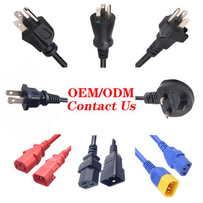 Conector de 3 pines 10A 13A 15A 125V Computadora portátil Certificado UL Cordón de alimentación de CA