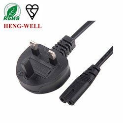 Extensión eléctrica Reino Unido 2 pines enchufe de cable de alimentación 250V 1.8m para computadora portátil