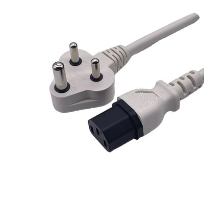 BIS1293 India Cordón de alimentación 6A 250V Enchufe de 3 pines para PC portátil eléctrico