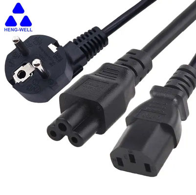 VDE Cordón de alimentación de 3 puntas Certificado KC 16A 250V C13 C5 Enchufe de macho a hembra Cordón de alimentación de CA