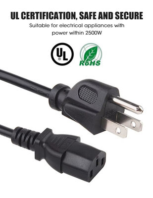 Cordón de alimentación de tipo UL, 3 pines NEMA 5-15P enchufe a IE320 C13 US