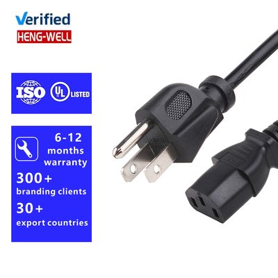3 pines de cable de alimentación UL de 15A 125V