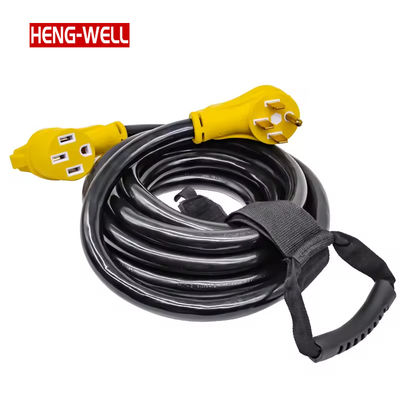 Cable de extensión para vehículos recreativos para exteriores a prueba de agua de 50 amperios y 100 pies, conductor de cobre 14-50P/14-50R 250V NEMA STW, tipo de cable Sjtw